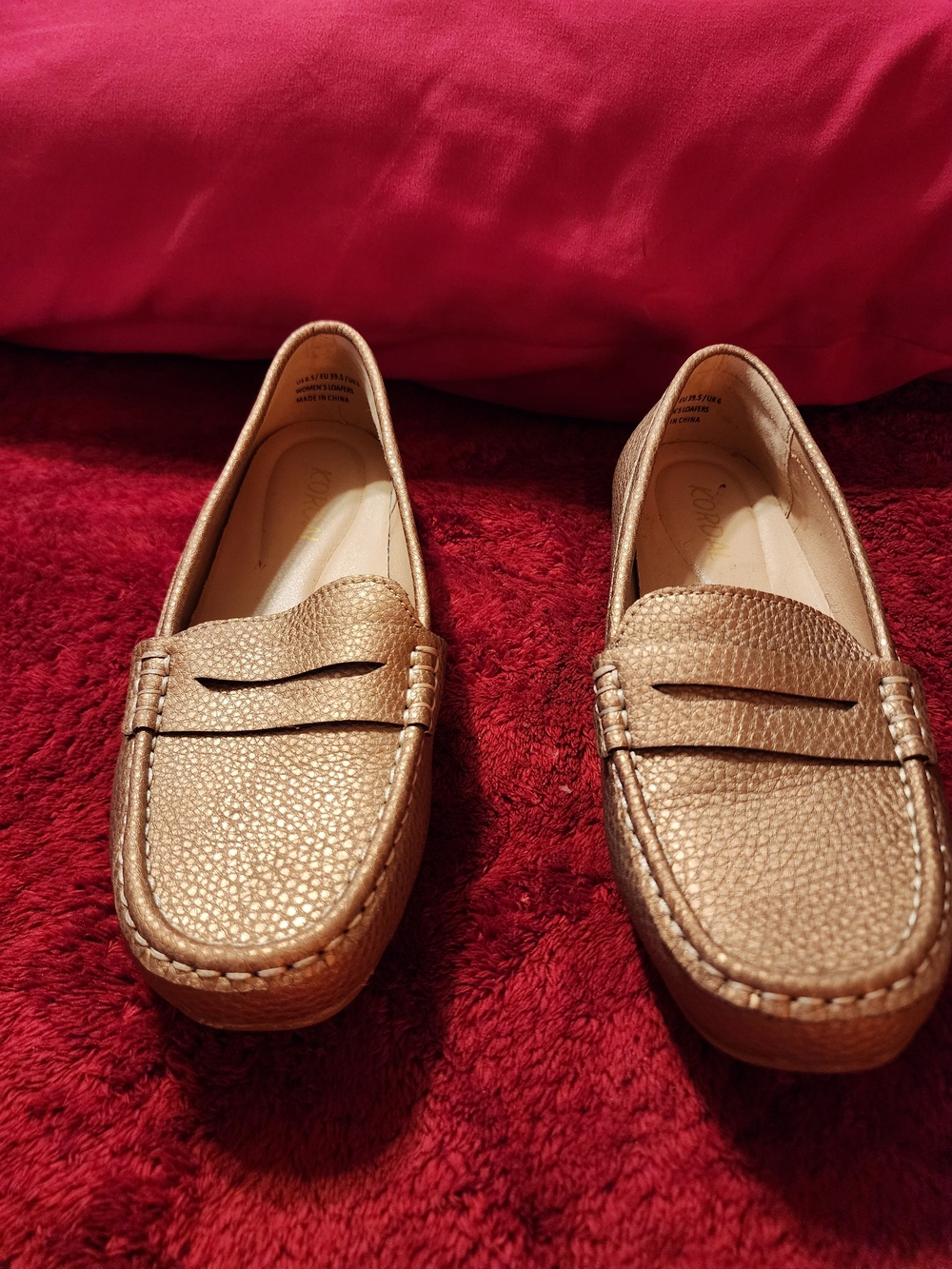 Kordal Metallic Gold Slip-On Penny Loafers